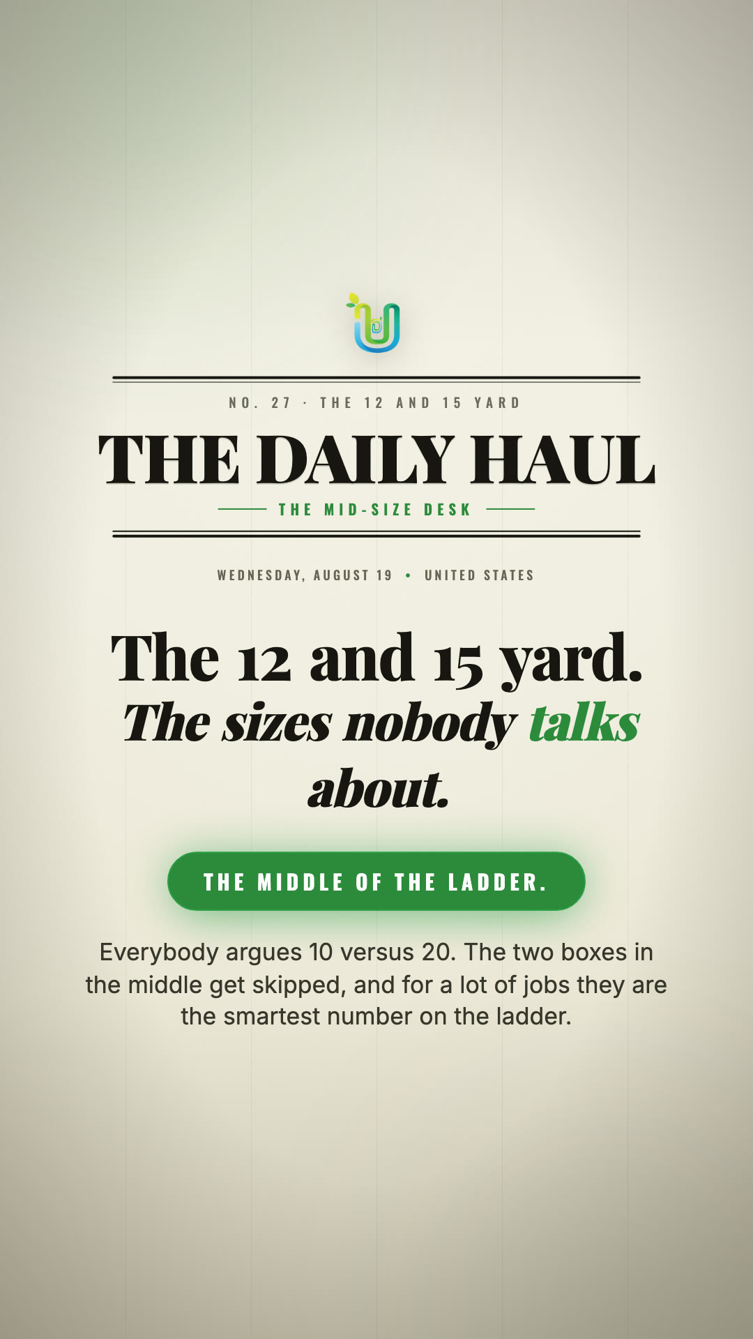 Watch: The 12 and 15 Yard: The Dumpster Sizes Nobody Talks About, and When They Beat the 20